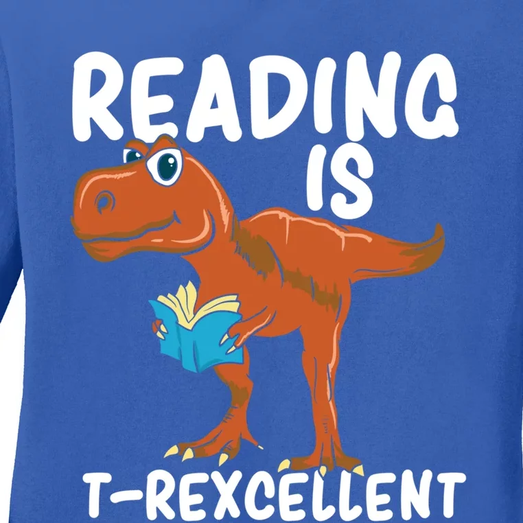 Book Worm Gift For A TRex Loving Book Nerd Gift Ladies Long Sleeve Shirt