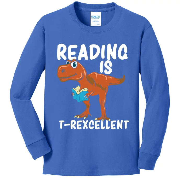 Book Worm Gift For A TRex Loving Book Nerd Gift Kids Long Sleeve Shirt