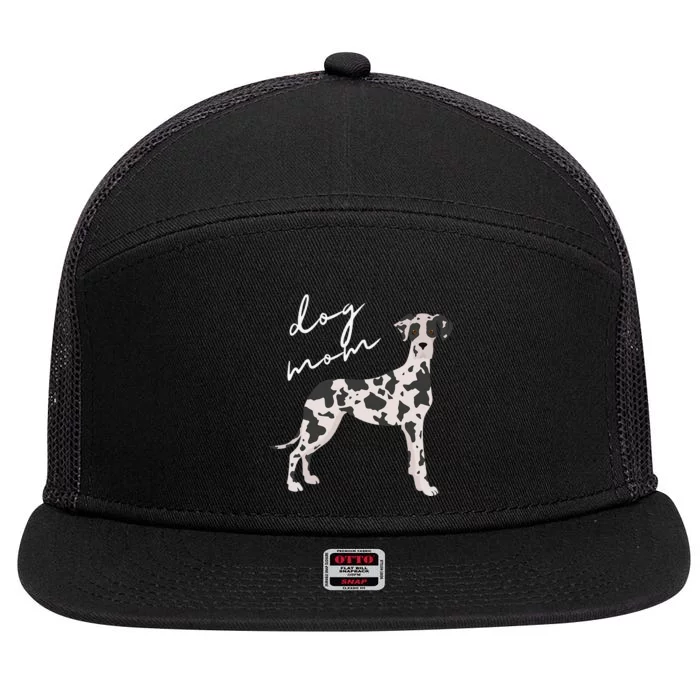 Black & White Great Dane Dog Mom Woman 7 Panel Mesh Trucker Snapback Hat