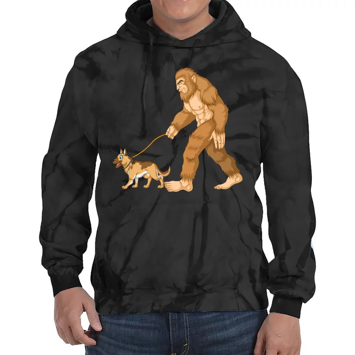 Bigfoot Walking German Shepherd Tie Dye Hoodie