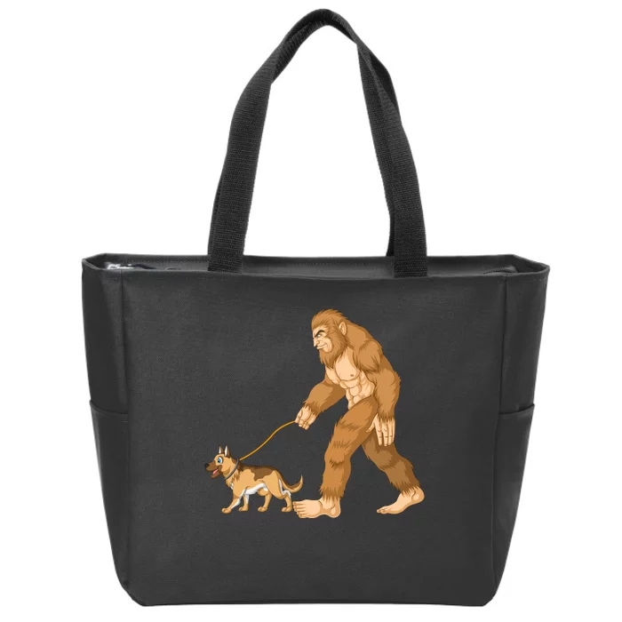 Bigfoot Walking German Shepherd Zip Tote Bag