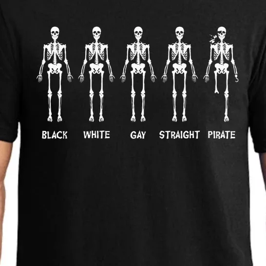 Black White Gay Straight Pirate Skeleton Meme Pajama Set