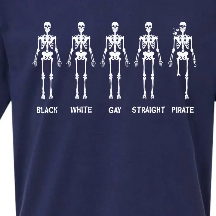 Black White Gay Straight Pirate Skeleton Meme Sueded Cloud Jersey T-Shirt