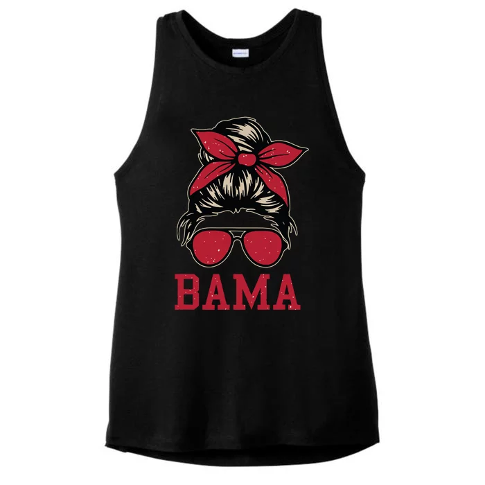 Bama Women Girl Mom Messy Bun Hair Ladies Tri-Blend Wicking Tank