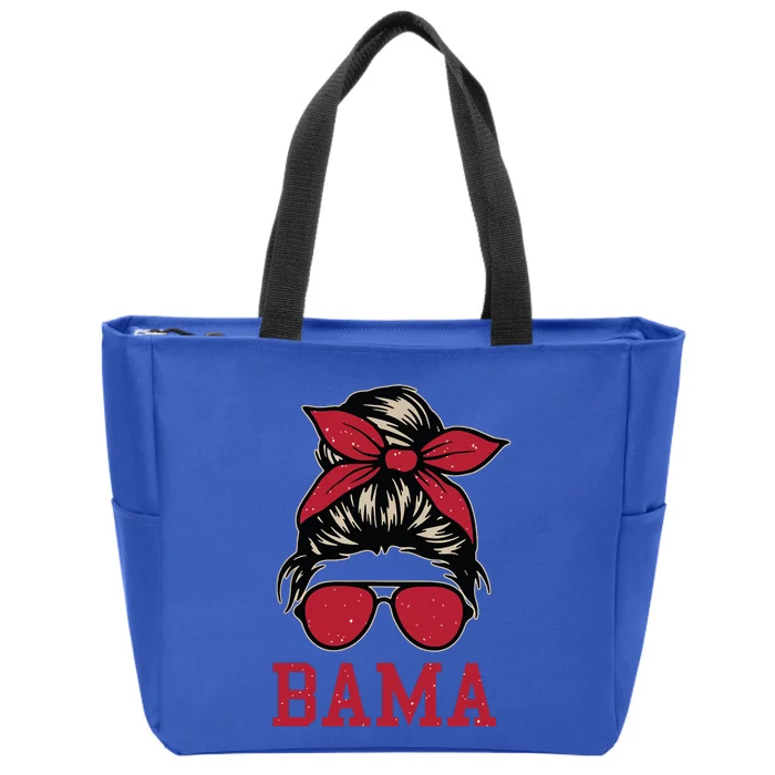 Bama Women Girl Mom Messy Bun Hair Zip Tote Bag