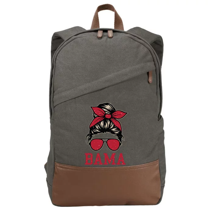 Bama Women Girl Mom Messy Bun Hair Cotton Canvas Backpack