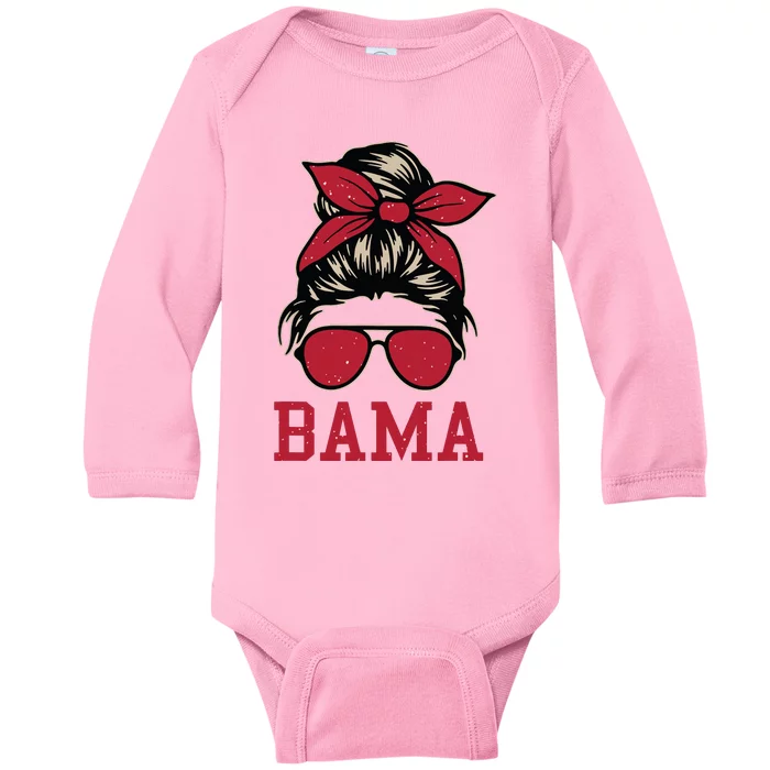 Bama Women Girl Mom Messy Bun Hair Baby Long Sleeve Bodysuit