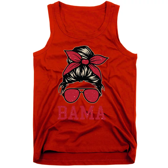 Bama Women Girl Mom Messy Bun Hair Tank Top