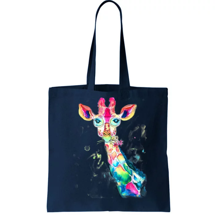 Bright Watercolor Giraffe Art Gift Design Tote Bag