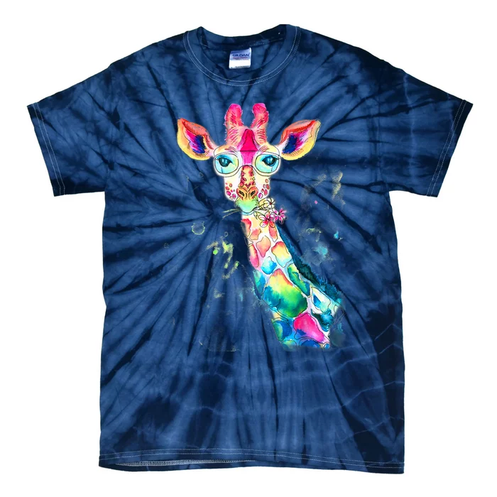 Bright Watercolor Giraffe Art Gift Design Tie-Dye T-Shirt