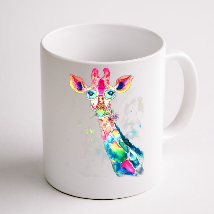 Bright Watercolor Giraffe Art Gift Design Front & Back Coffee Mug