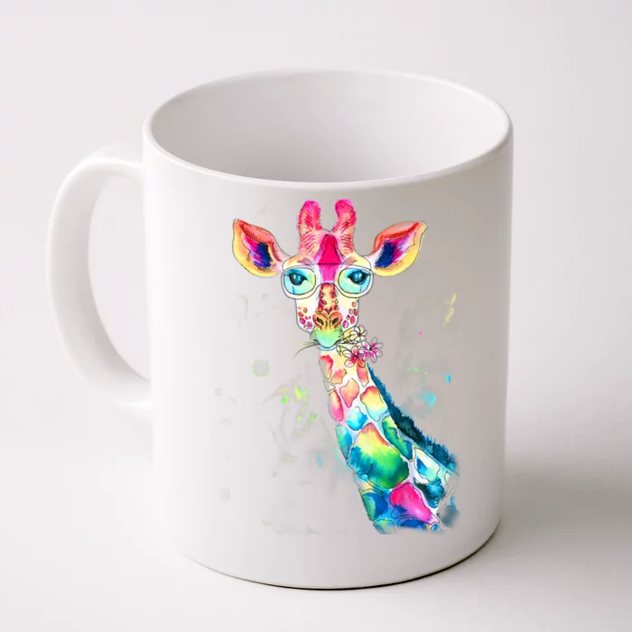 Bright Watercolor Giraffe Art Gift Design Front & Back Coffee Mug