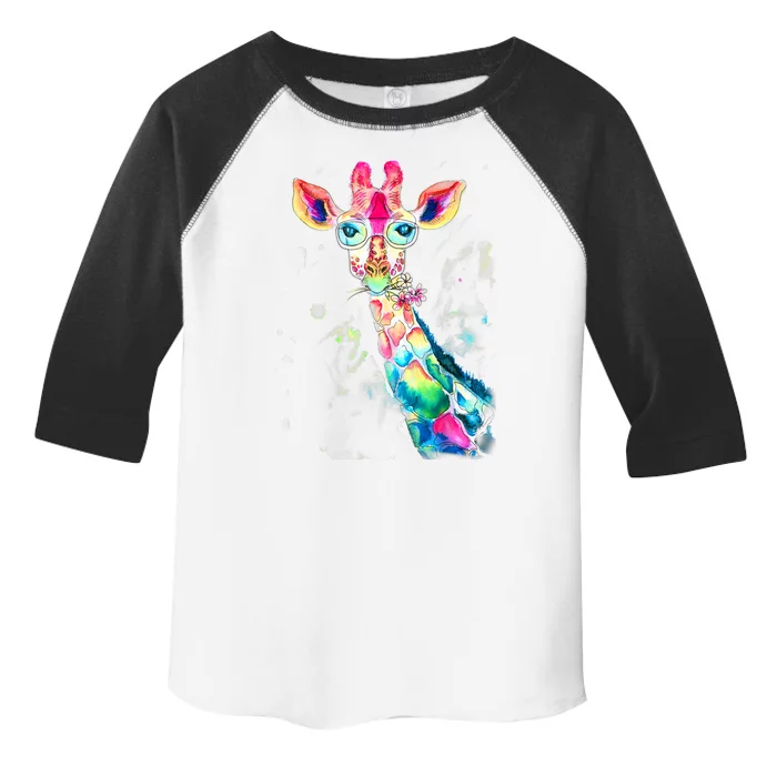 Bright Watercolor Giraffe Art Gift Design Toddler Fine Jersey T-Shirt