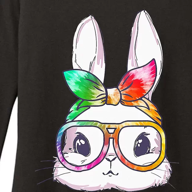 Bunny With Glasses rabbit Happy Easter Day Womens CVC Long Sleeve Shirt