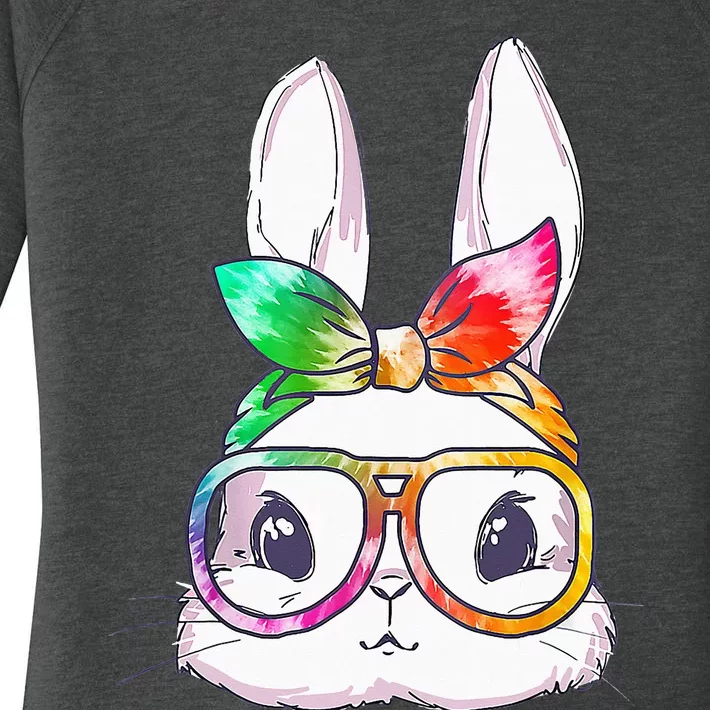 Bunny With Glasses rabbit Happy Easter Day Women's Perfect Tri Tunic Long Sleeve Shirt