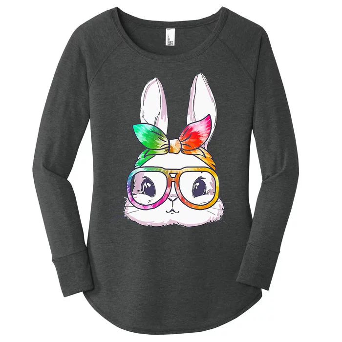 Bunny With Glasses rabbit Happy Easter Day Women's Perfect Tri Tunic Long Sleeve Shirt