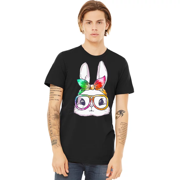 Bunny With Glasses rabbit Happy Easter Day Premium T-Shirt