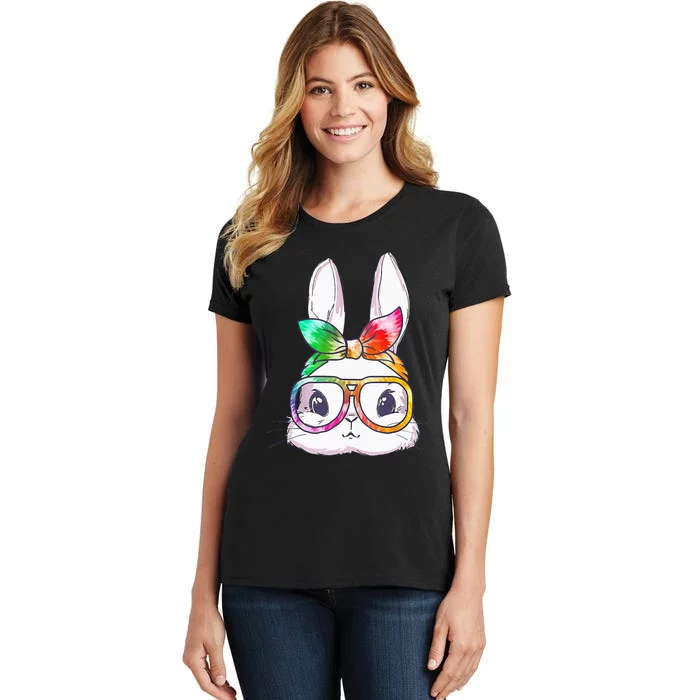 Bunny With Glasses rabbit Happy Easter Day Women's T-Shirt