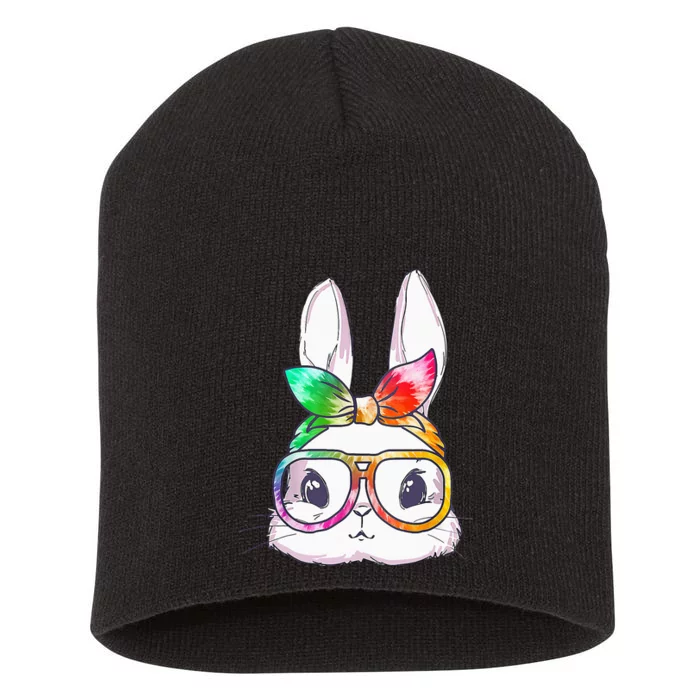 Bunny With Glasses rabbit Happy Easter Day Short Acrylic Beanie