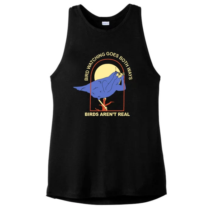 Bird Watching Goes Both Ways Birds Aren't Real Ladies Tri-Blend Wicking Tank