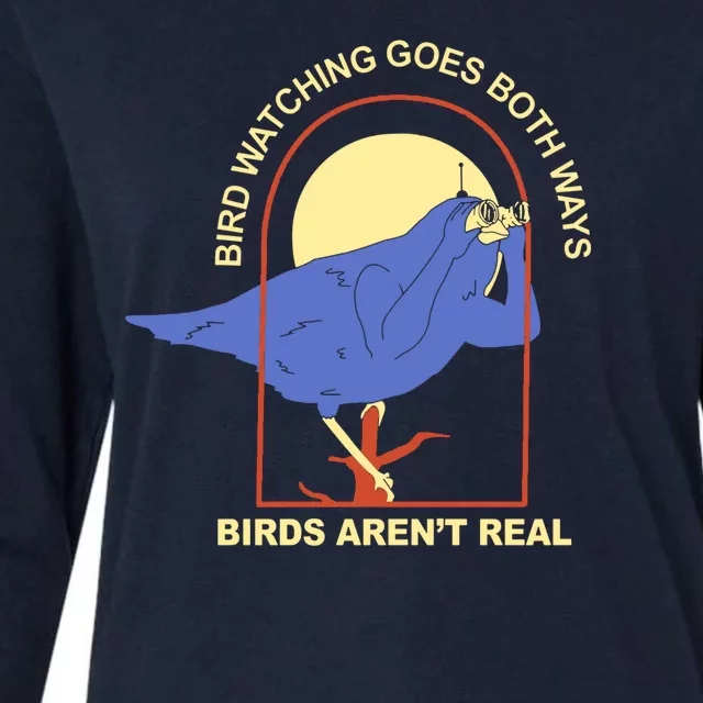 Bird Watching Goes Both Ways Birds Aren't Real Womens Cotton Relaxed Long Sleeve T-Shirt