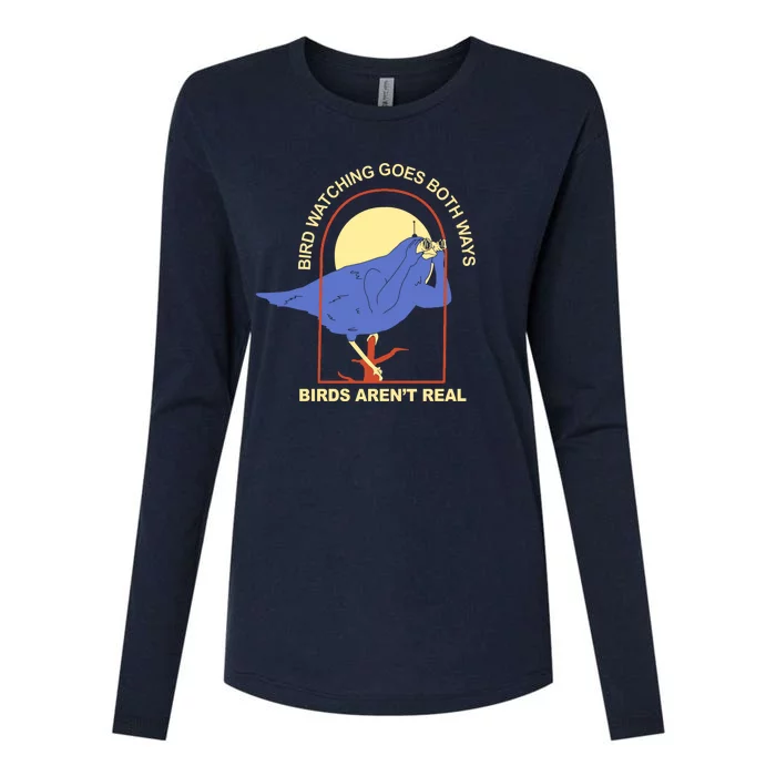 Bird Watching Goes Both Ways Birds Aren't Real Womens Cotton Relaxed Long Sleeve T-Shirt