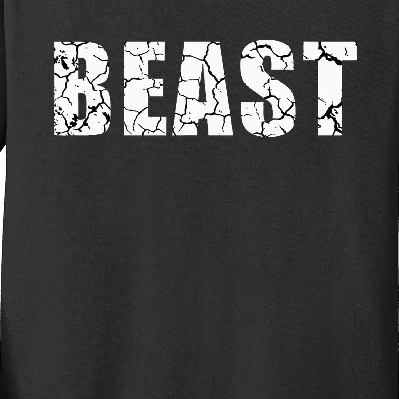 Beast Workout Gym Sport Mode Trendy Cool Looking Kids Long Sleeve Shirt