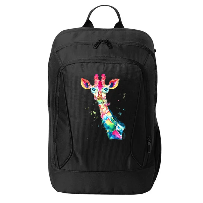 Bright Watercolor Giraffe Art Gift Design City Backpack