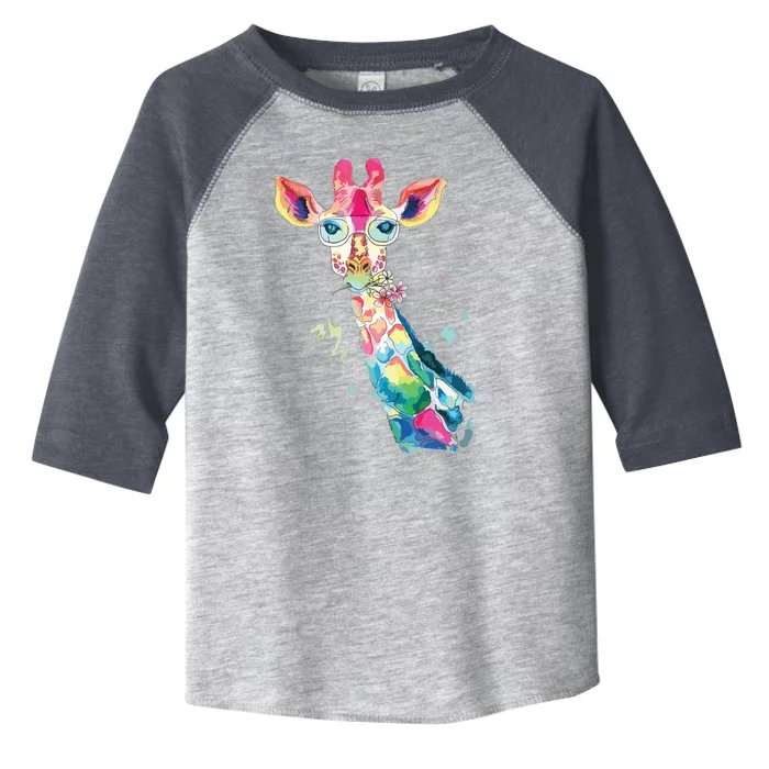 Bright Watercolor Giraffe Art Gift Design Toddler Fine Jersey T-Shirt