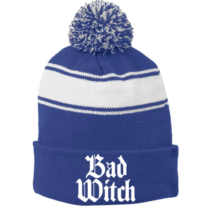 Bad Witch Good Witch Gothic Cool Gift Stripe Pom Pom Beanie