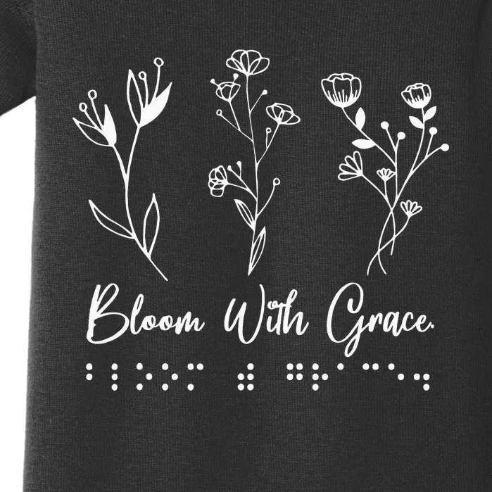 Bloom With Grace Braille Teacher Blindness Proud VI Teacher Baby Bodysuit