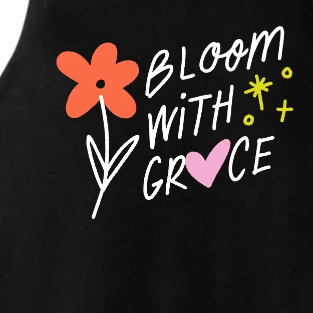 Bloom With Grace Summer Quote Ladies Tri-Blend Wicking Tank