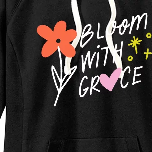 Bloom With Grace Summer Quote Women's Fleece Hoodie