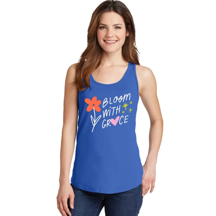 Bloom With Grace Summer Quote Ladies Essential Tank