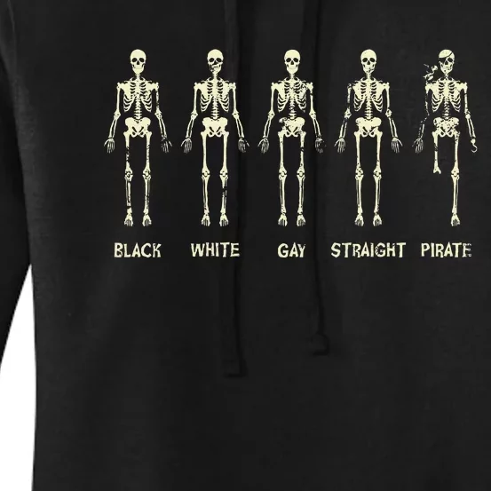 Black White Gay Straight Pirate Skeleton Human Right Women's Pullover Hoodie