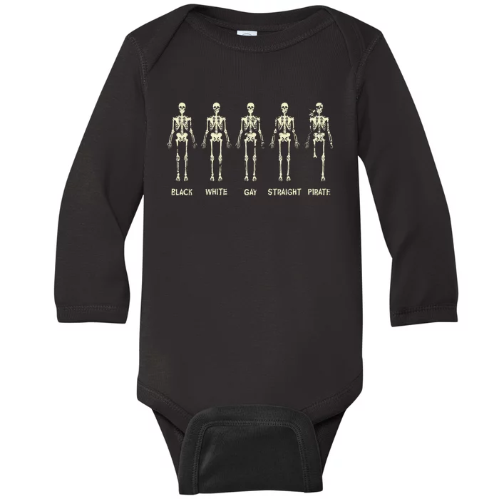 Black White Gay Straight Pirate Skeleton Human Right Baby Long Sleeve Bodysuit