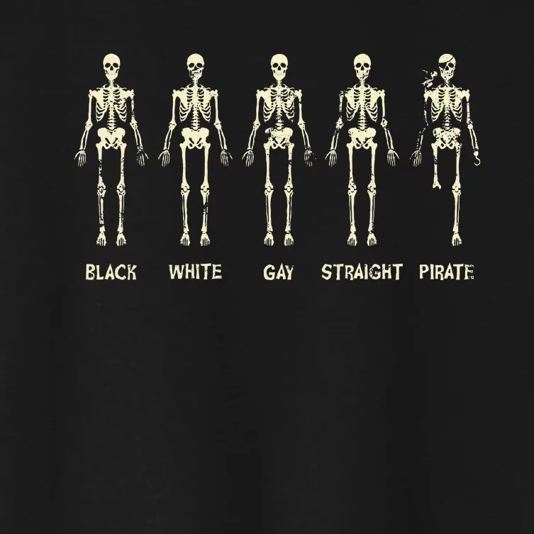 Black White Gay Straight Pirate Skeleton Human Right Women's Crop Top Tee