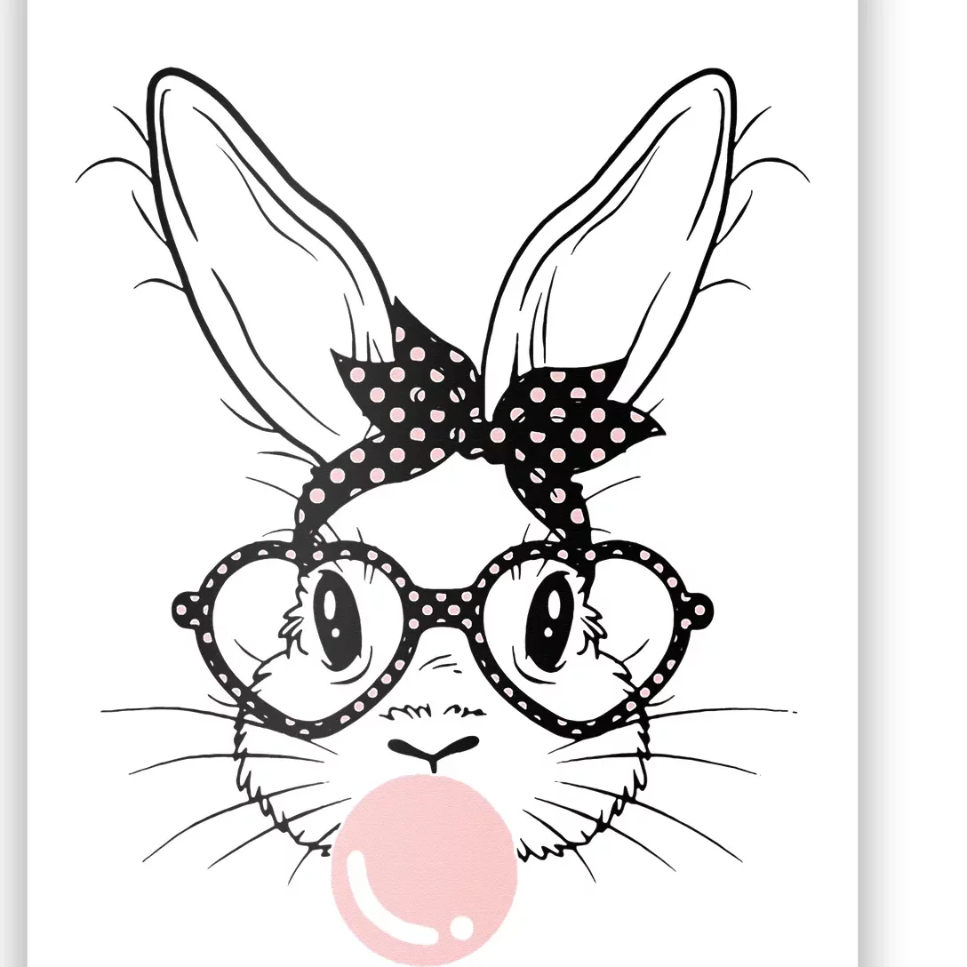 Bunny With Glasses Bubble Gum happy Easter Day Poster