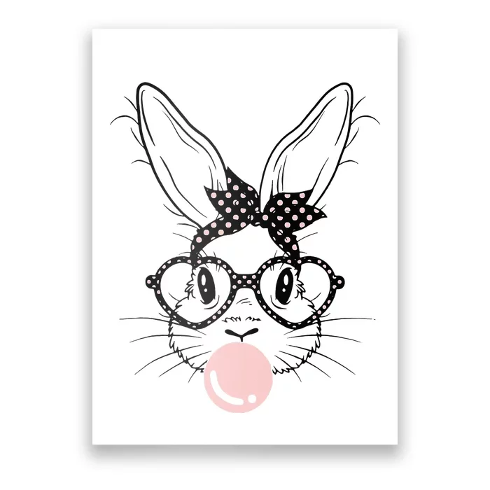 Bunny With Glasses Bubble Gum happy Easter Day Poster