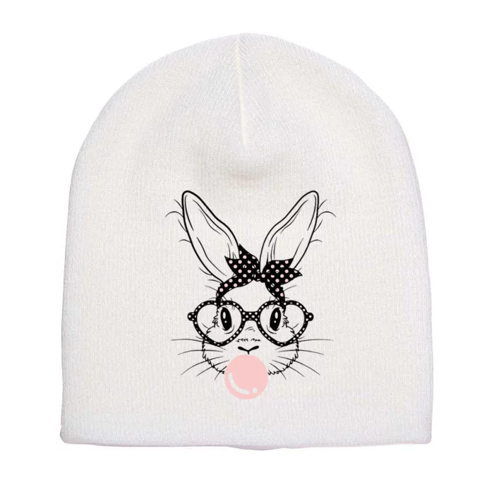 Bunny With Glasses Bubble Gum happy Easter Day Short Acrylic Beanie