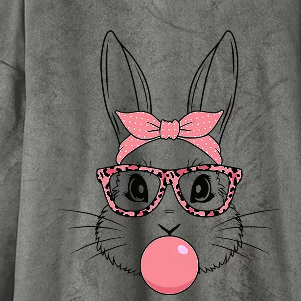 Bunny With Glasses Bubble Gum happy Easter Day Hooded Wearable Blanket