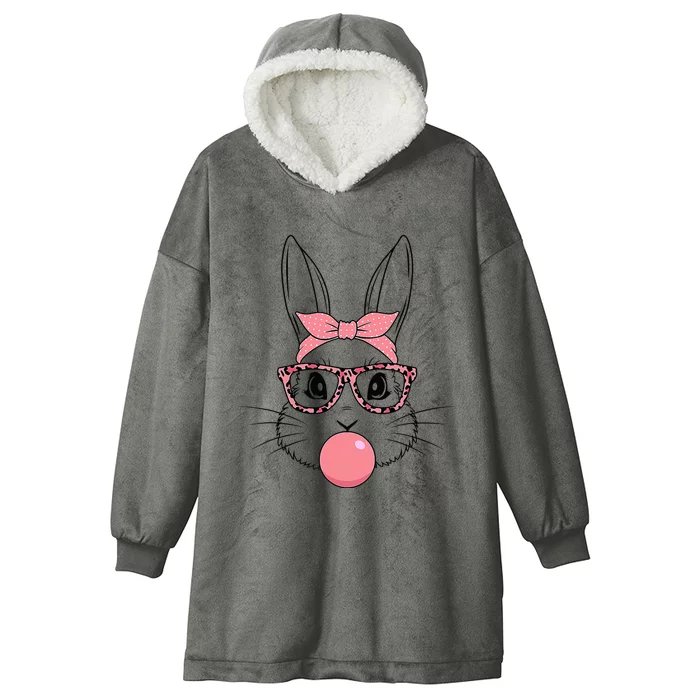 Bunny With Glasses Bubble Gum happy Easter Day Hooded Wearable Blanket