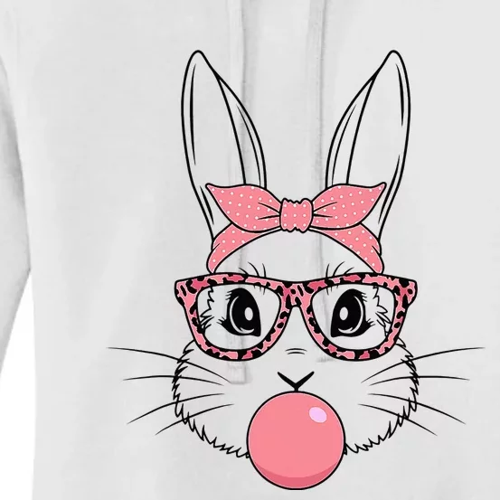 Bunny With Glasses Bubble Gum happy Easter Day Women's Pullover Hoodie