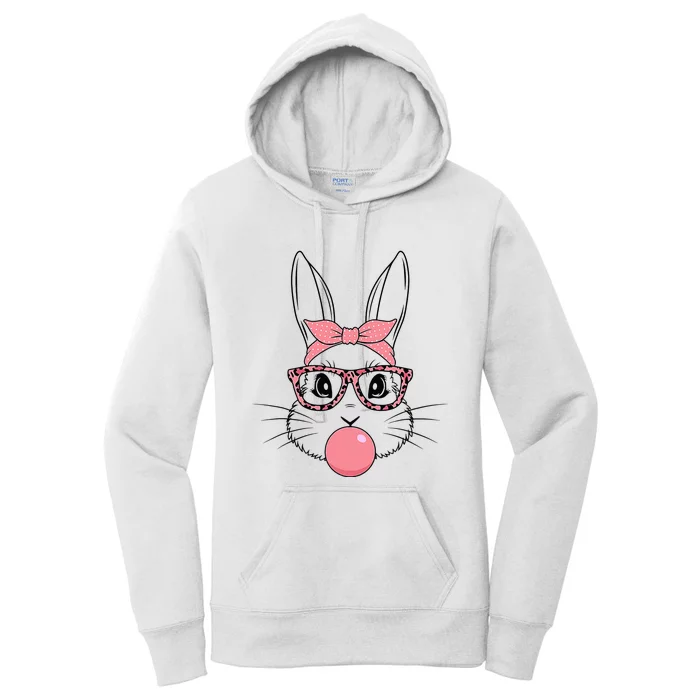 Bunny With Glasses Bubble Gum happy Easter Day Women's Pullover Hoodie