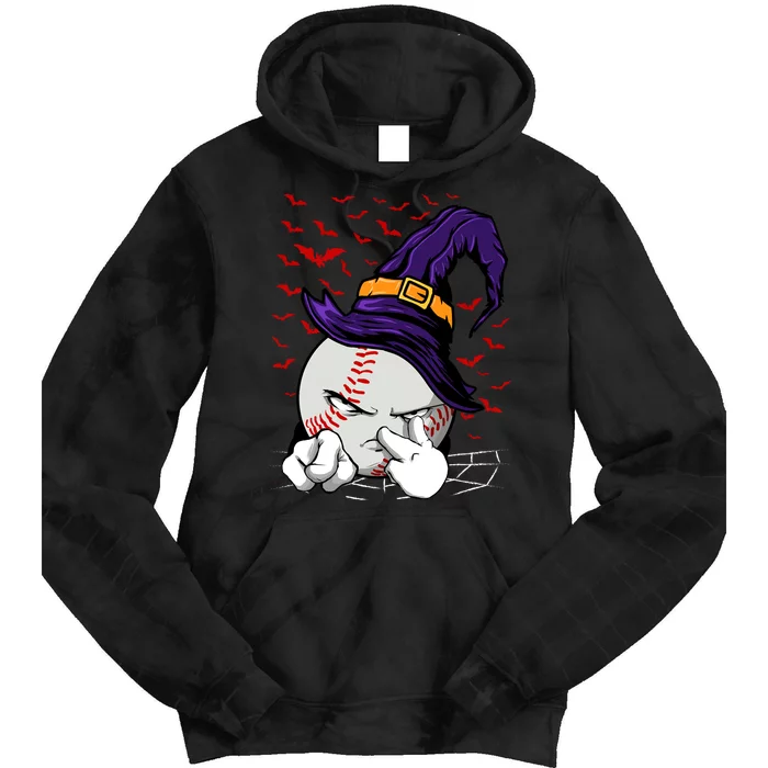 Baseball Witch Hat Baseball Halloween Tie Dye Hoodie