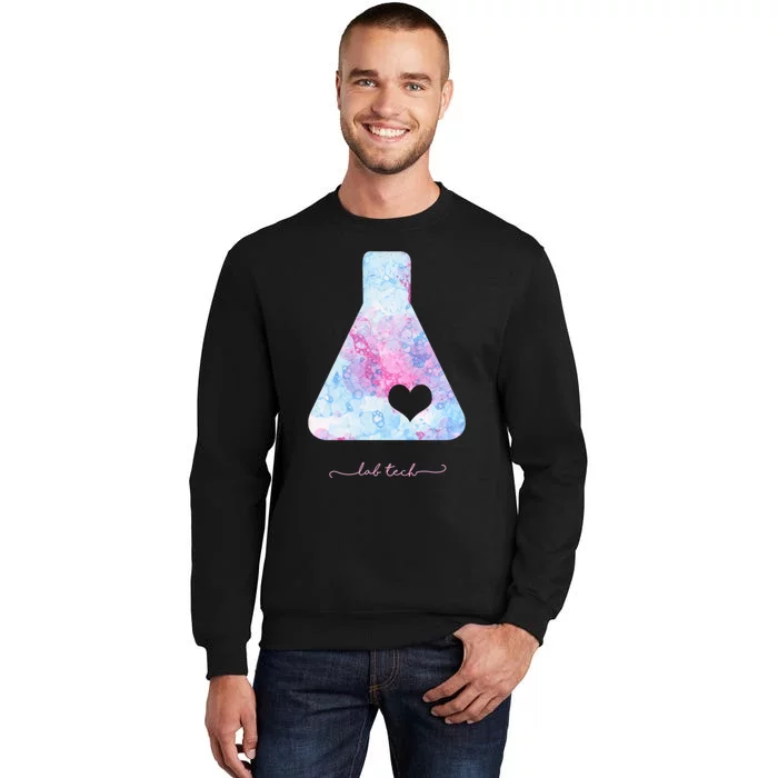 Beaker With Heart Gift Medical Lab Tech Love Lab Week Gift Tall Sweatshirt