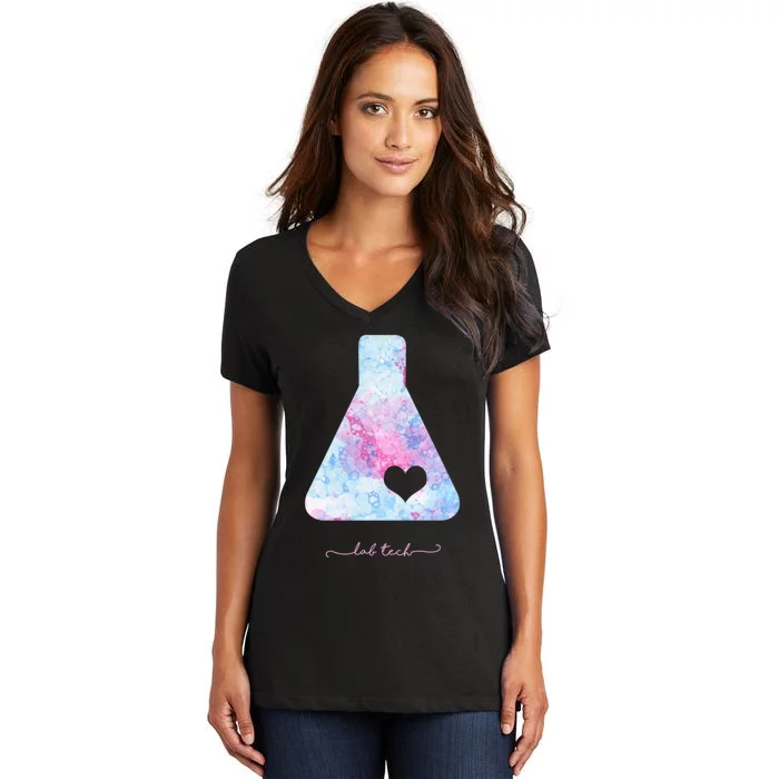 Beaker With Heart Gift Medical Lab Tech Love Lab Week Gift Women's V-Neck T-Shirt