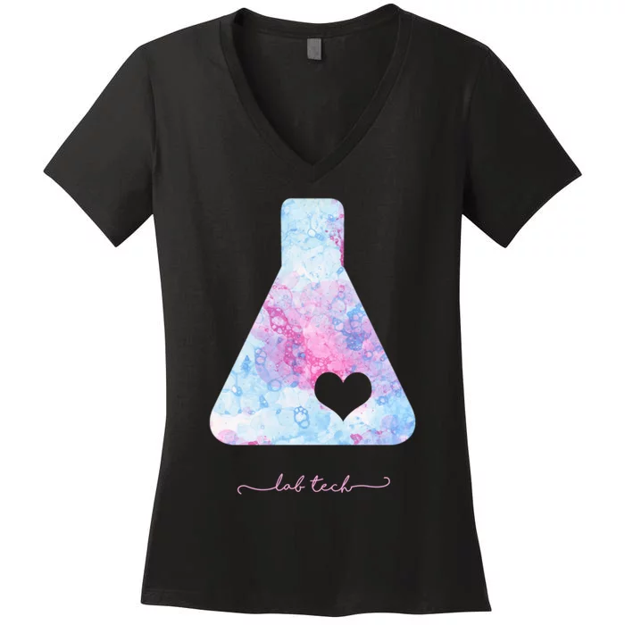 Beaker With Heart Gift Medical Lab Tech Love Lab Week Gift Women's V-Neck T-Shirt