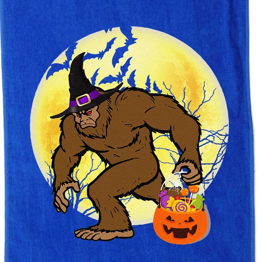 Bigfoot Witch Holding Jackolantern Pumpkin Happy Halloween Platinum Collection Golf Towel