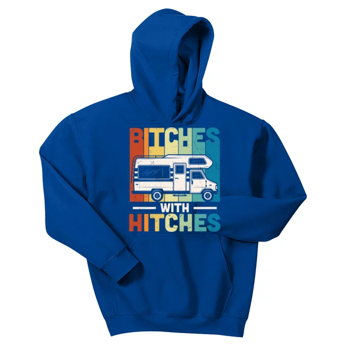 Bitches With Hitches Camping Hiking Outdoor Rv Camper Meaningful Gift Kids Hoodie